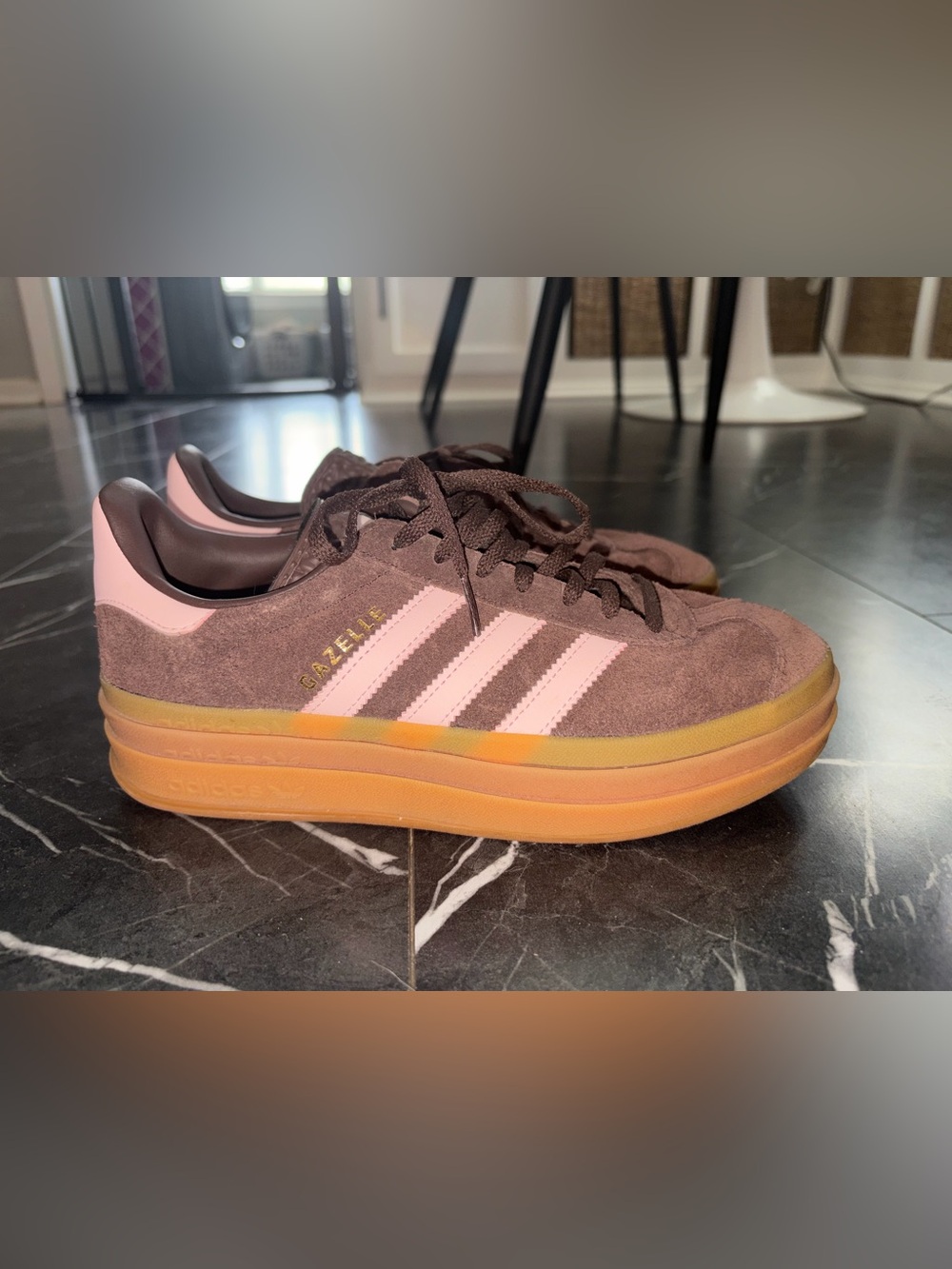 Adidas Gazelle Platform Sneakers – Brown/Pink